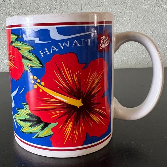 Set of 2 Vintage Hilo Hattie Mugs ~ Bird Of Paradise ~ Red Hibiscus - Picture 9 of 14